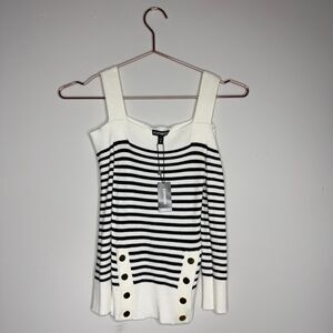 Express Womens Sweater Top XS Striped Cold Shoulder Coastal Sailor Nautical NEW